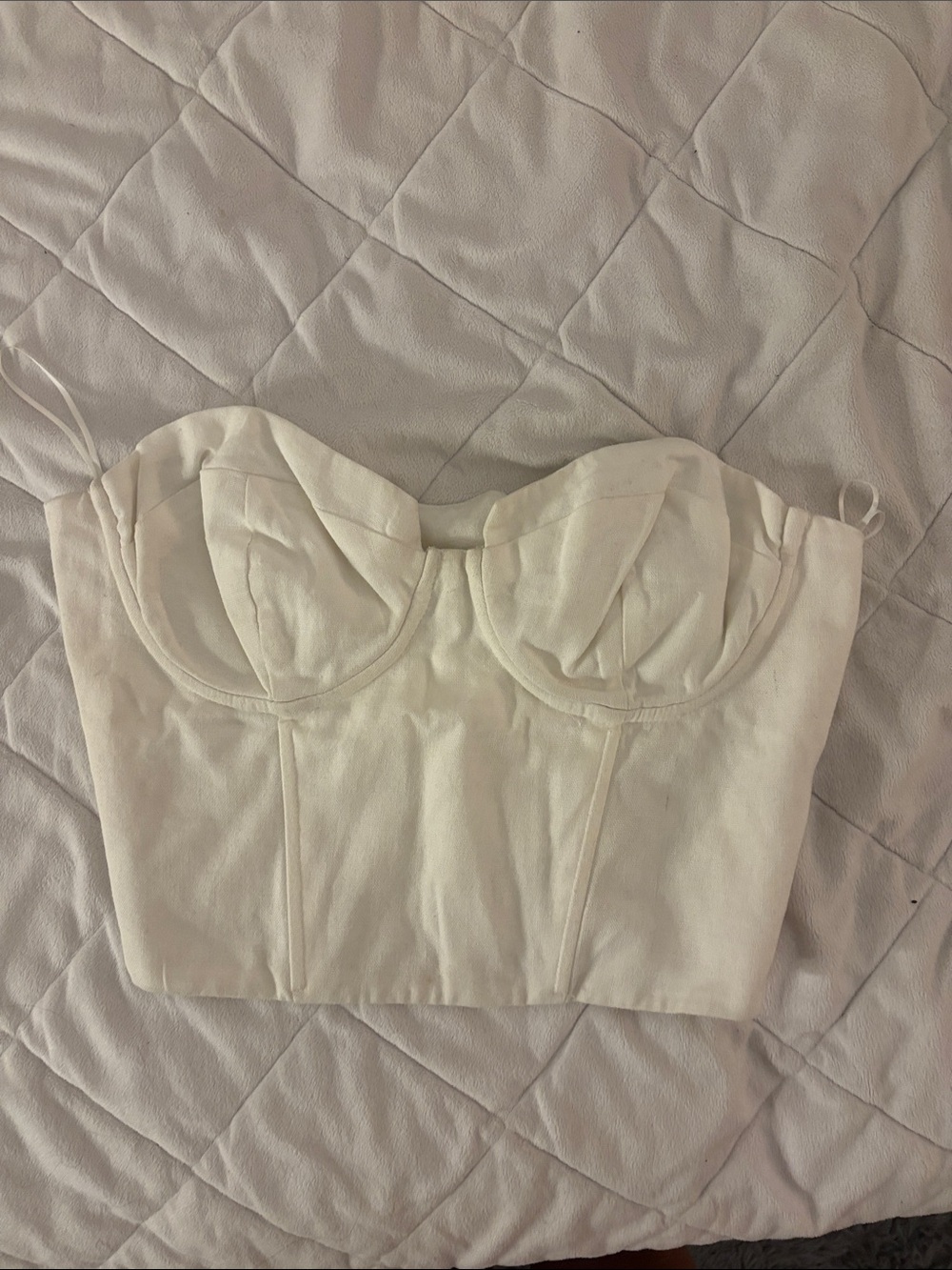 Cotton Candy Cream Bustier Crop Top - Strapless Corset